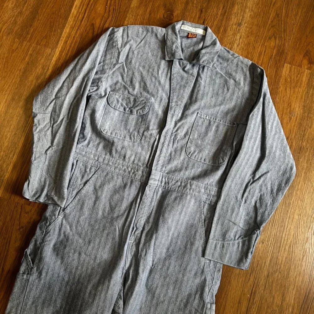 Big Ben Coveralls Mens 38 Blue Good Herringbone Vintage Workwear Boiler Suit